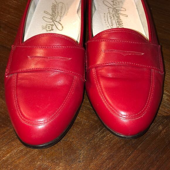 Johansen Preppy Academia Studious Preppy Academia Red Leather Penny Loafers - Picture 2 of 10